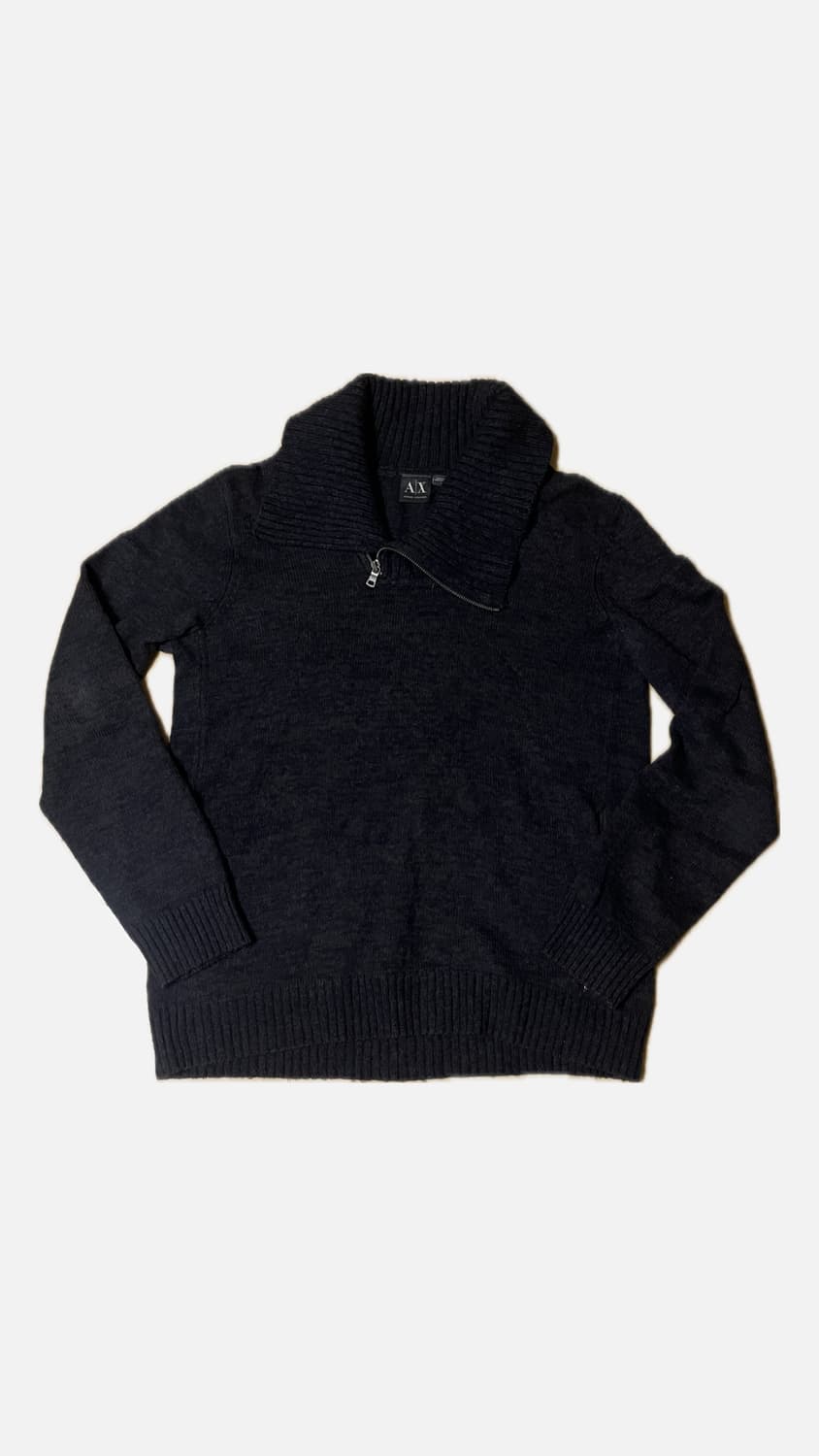 아르마니 비대칭 사선 니트 반집업 상품이미지3