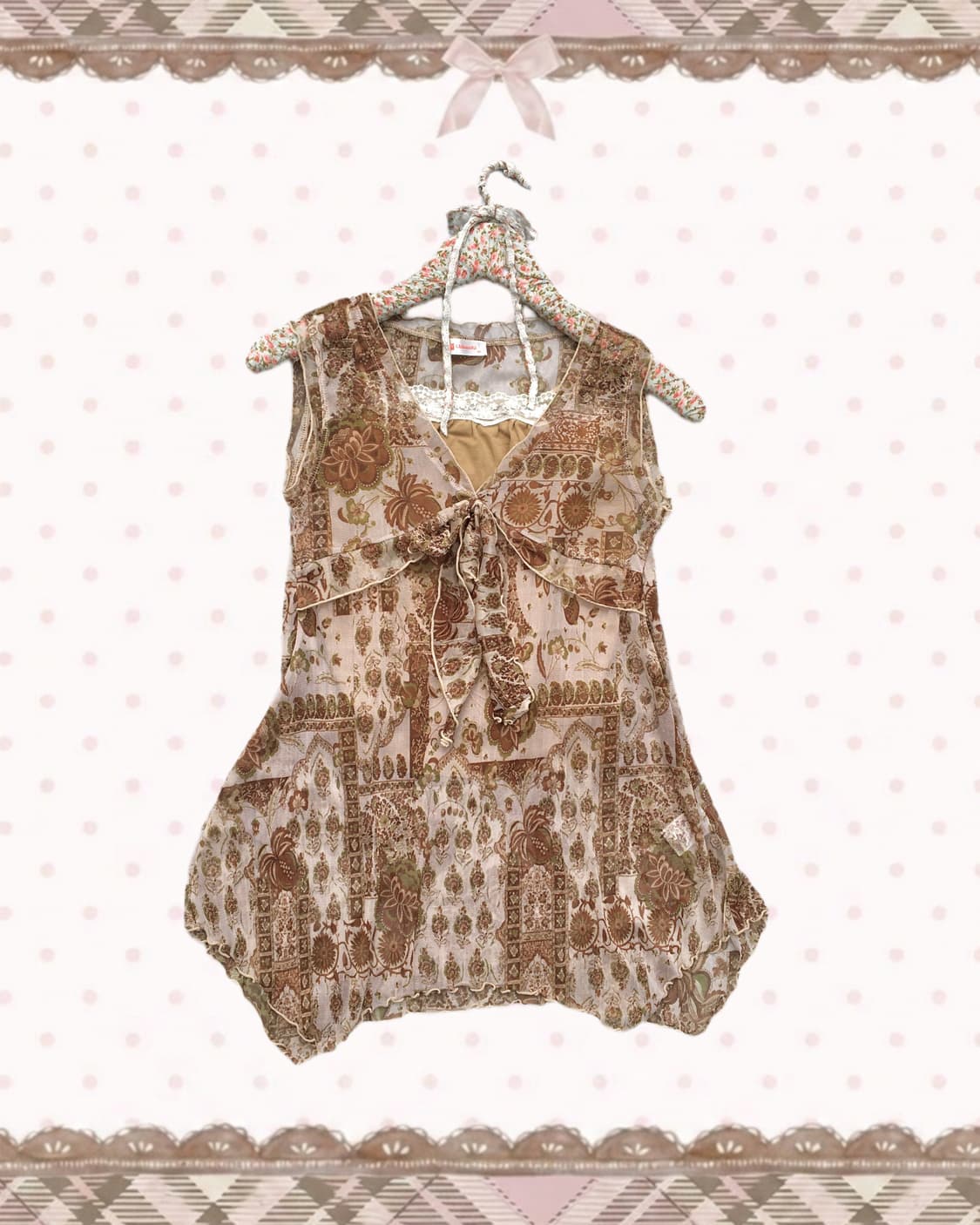 베이지 보태니컬 페이즐리 슬리브리스 나시 set 상품이미지1