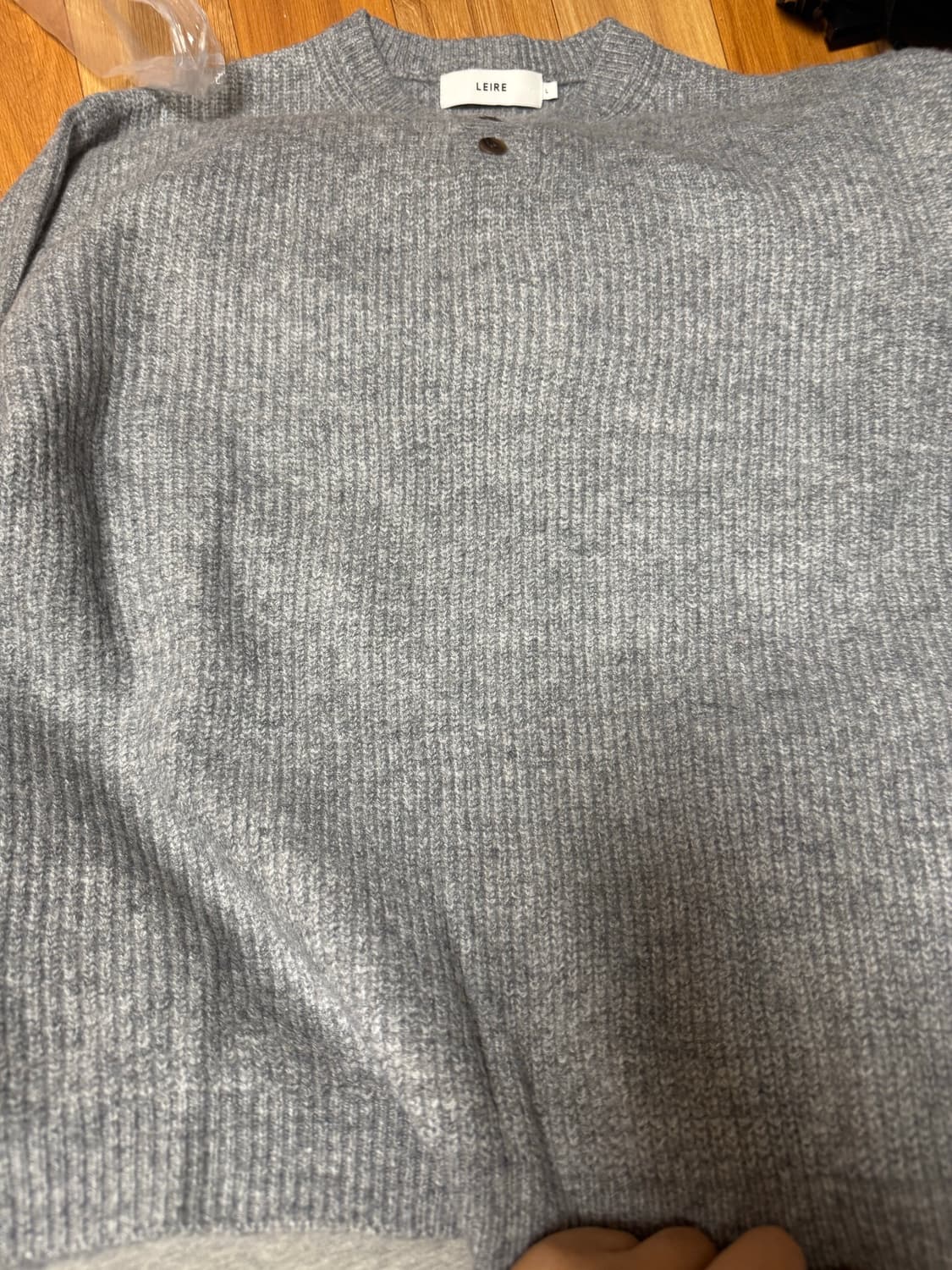 르아르 리브드 오버핏 헨리넥 니트 그레이L 거의새상품 상품이미지2