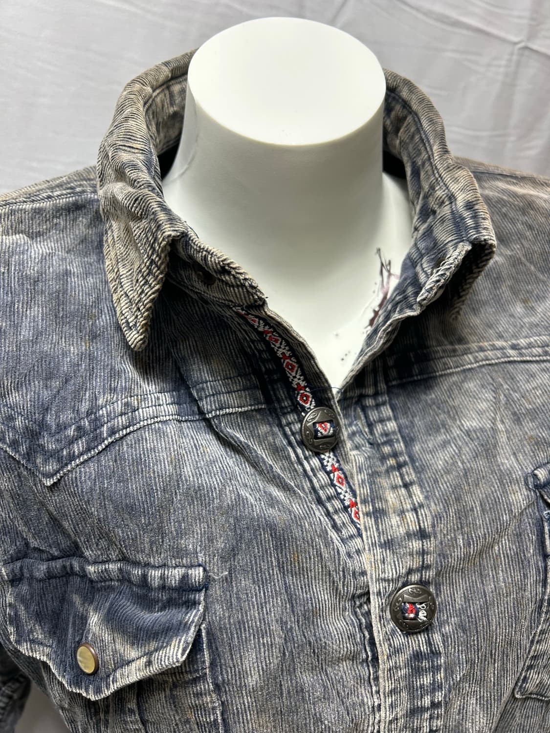 y2k ethnic lined corduroy shirt 상품이미지2