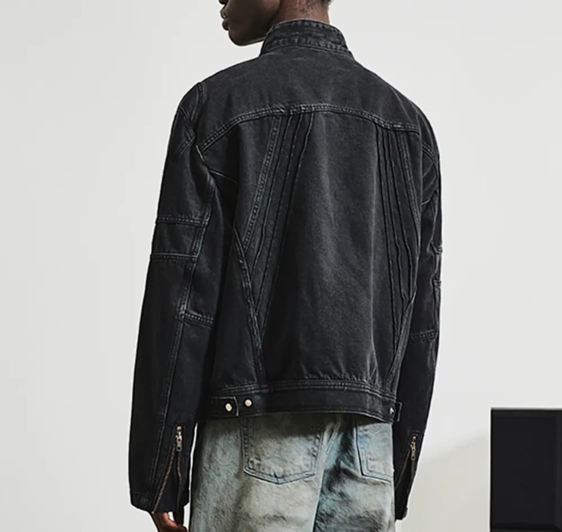 엘무드 애쉬 데님 바이커 자켓 빈티지블랙 상품이미지3