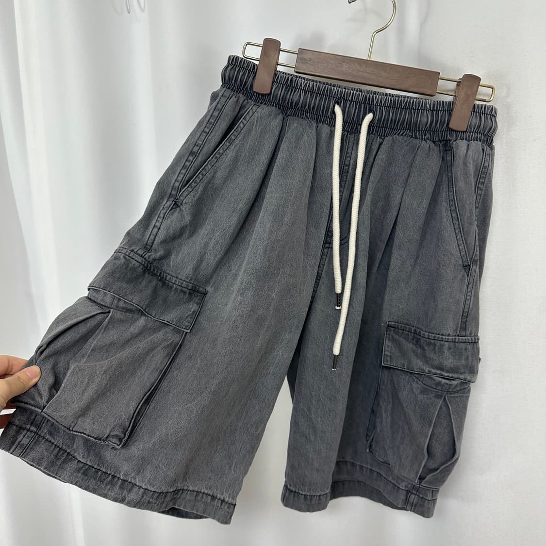   리메인세컨드 남자 밴딩 카고 반바지 FREE  상품이미지3