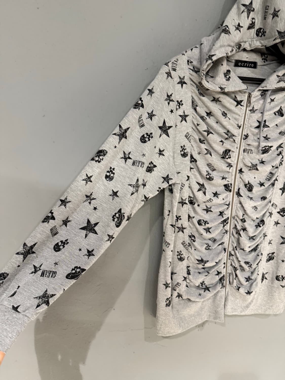 shirring detail skull hood zip-up 상품이미지8