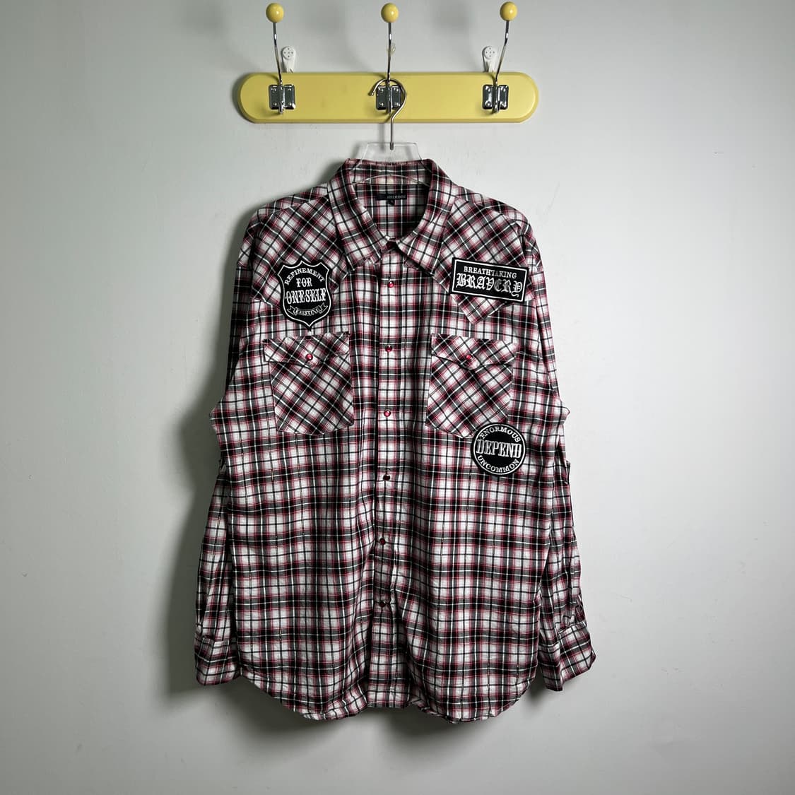 00's JPN VTG 빈티지 패치워크 체크 셔츠 3XL 상품이미지1