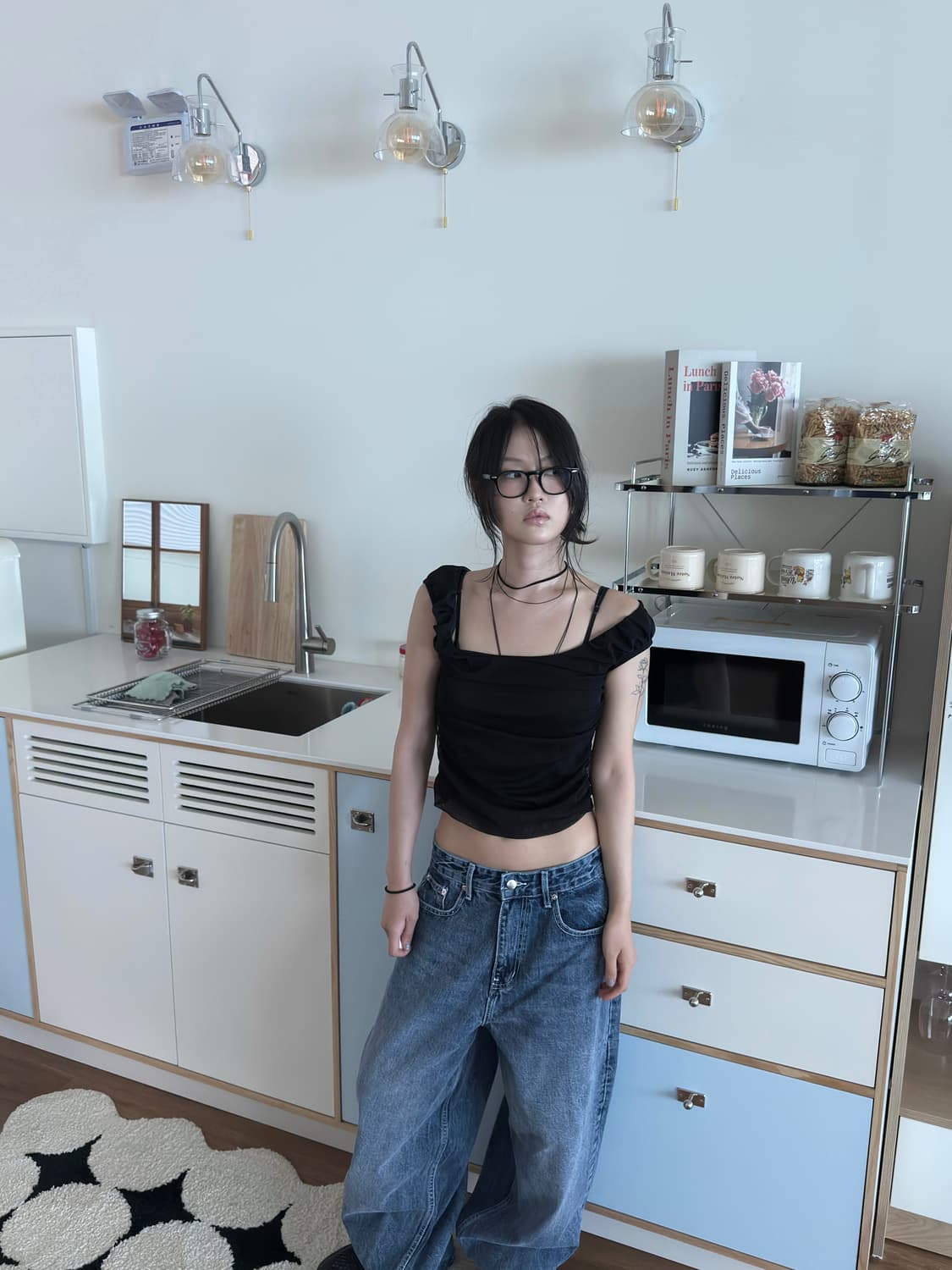 리버시블 셔링 오프숄더 티셔츠 블라우스 상품이미지1