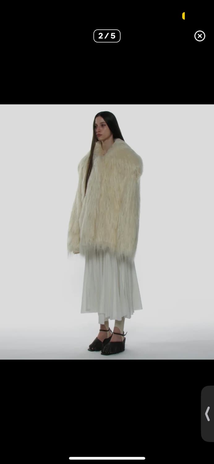 파르티멘토 우먼 와일드 카라 헤어리 퍼자켓 아이보리 상품이미지4