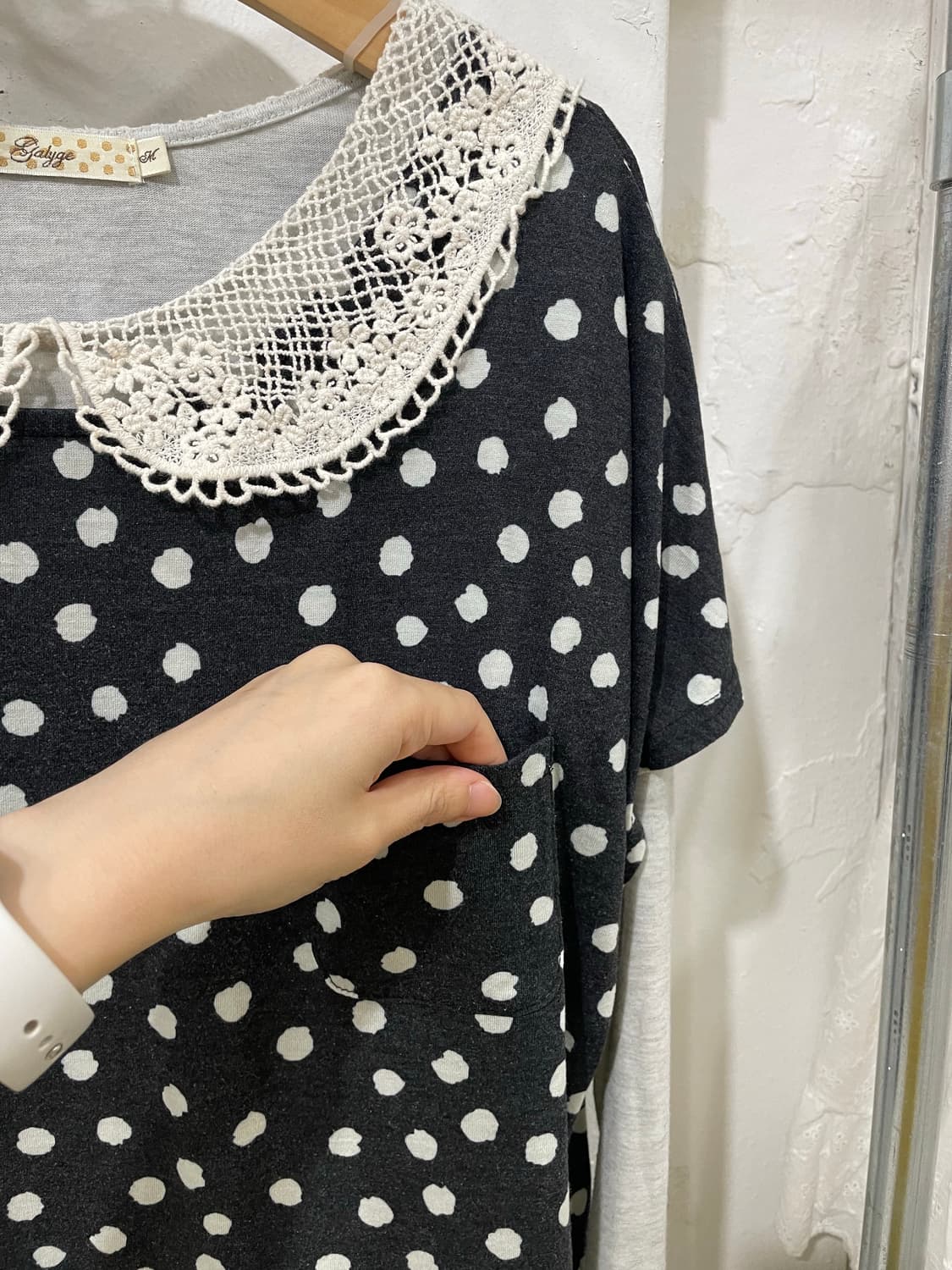dot t-shirt + lace longsleeve SET 상품이미지10