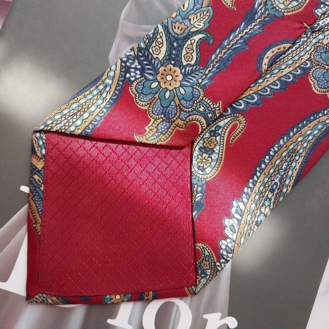 디올 실크 와인 페이즐리 넥타이 9.6cm A+~A등급 K2412 상품이미지7