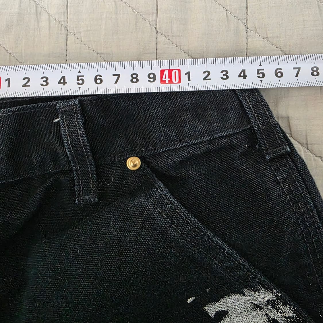 [38] 빈티지 칼하트 더블니 B01 BLK 워크팬츠 페인팅 크롭 BK4 상품이미지8