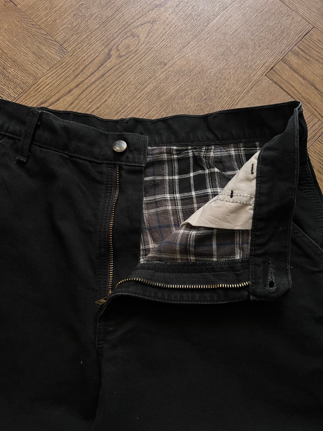 [34]칼하트 USA 체크 라이닝 블랙 카펜터 워크 팬츠 상품이미지4