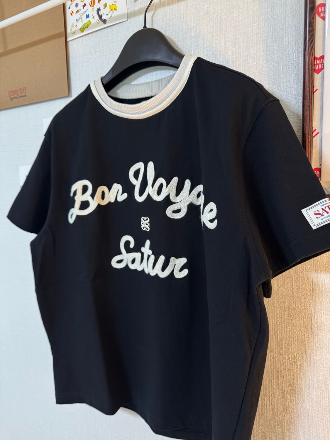 [M]세터 자수 로고 보야지 반팔 티셔츠 블랙 상품이미지2