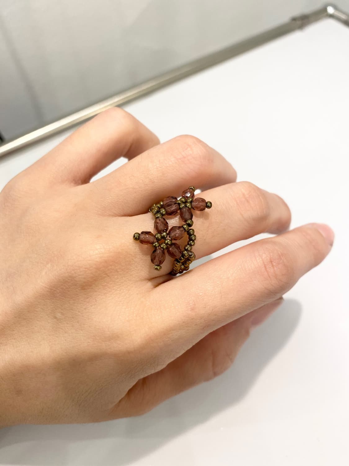 Vintage 플라워 비즈 링 반지 상품이미지1