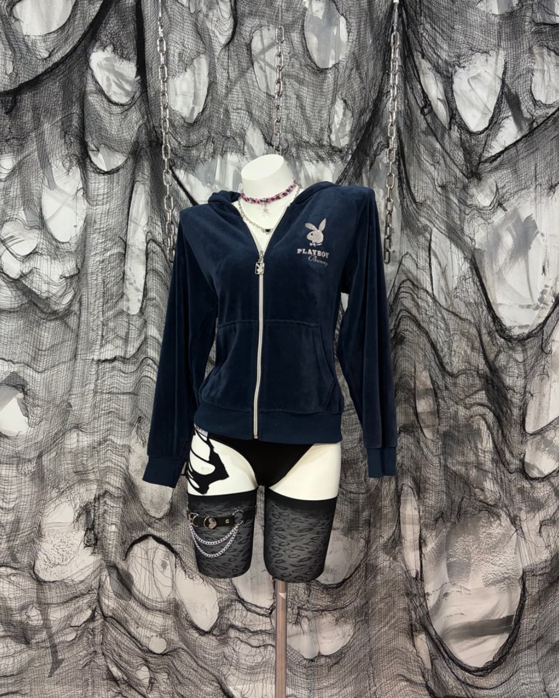 play boy bunny Velvet Glitter Hoodie Zip 상품이미지3