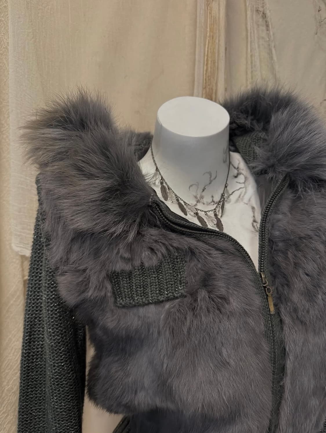 Gliter Detail Fur Knit Jacket 상품이미지2