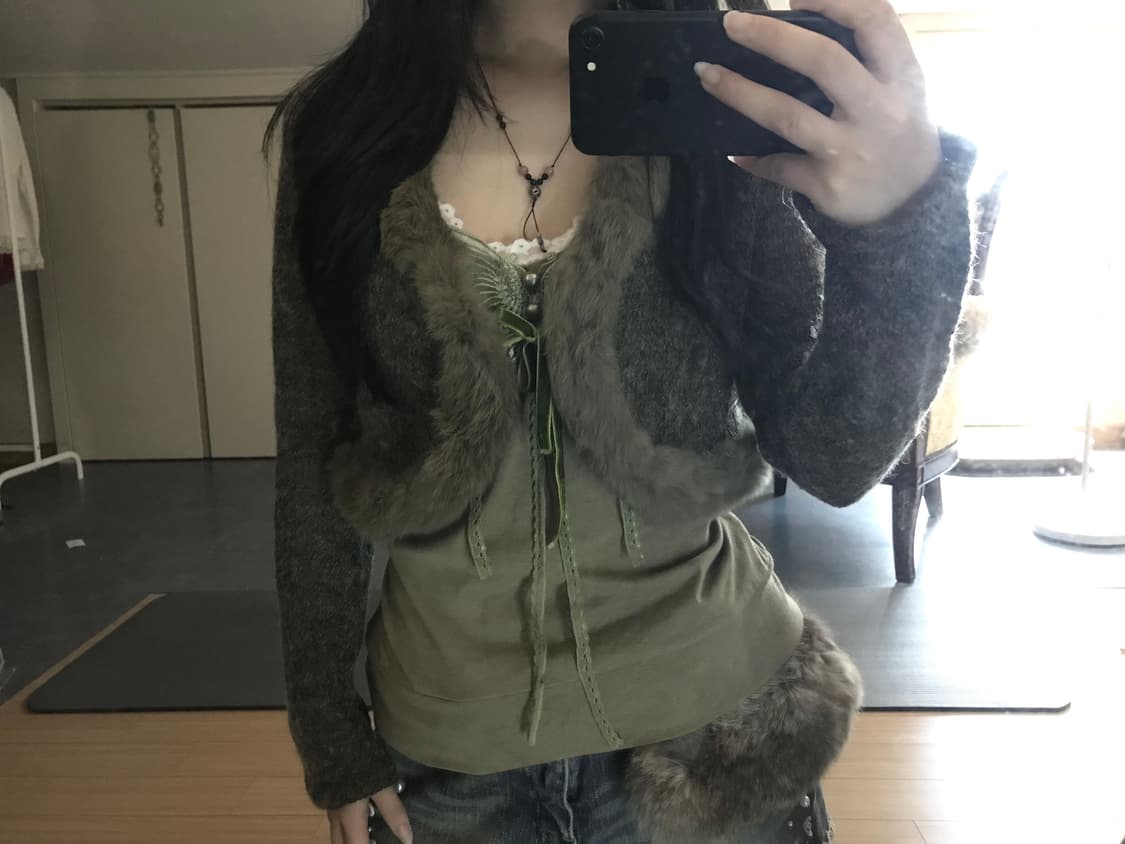 Butterfly Knit Tank & Fur Bolero set 상품이미지2