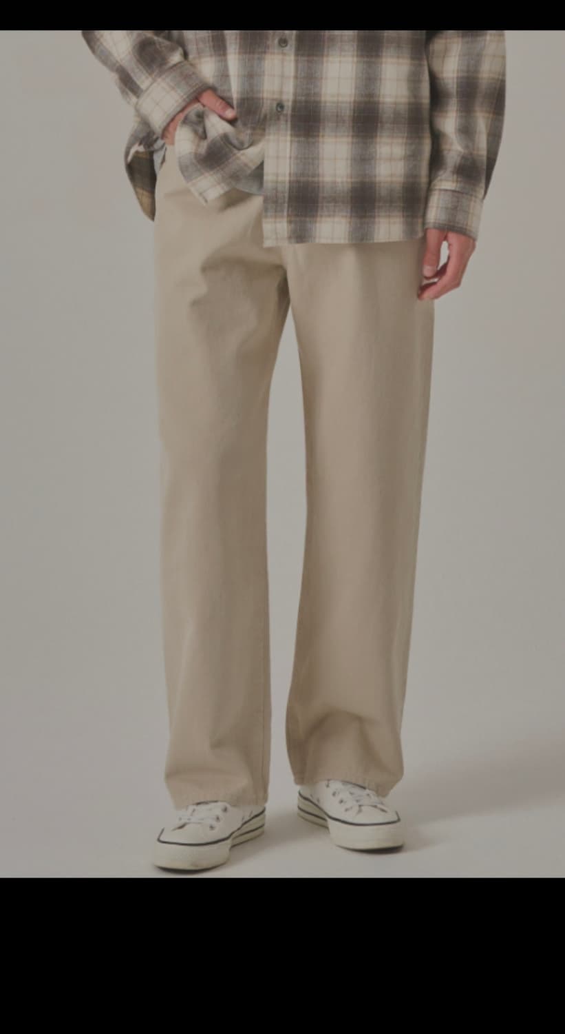 (1) 인더로우 코튼슬럽 와이드스트레이트 팬츠 샌드베이지 상품이미지2