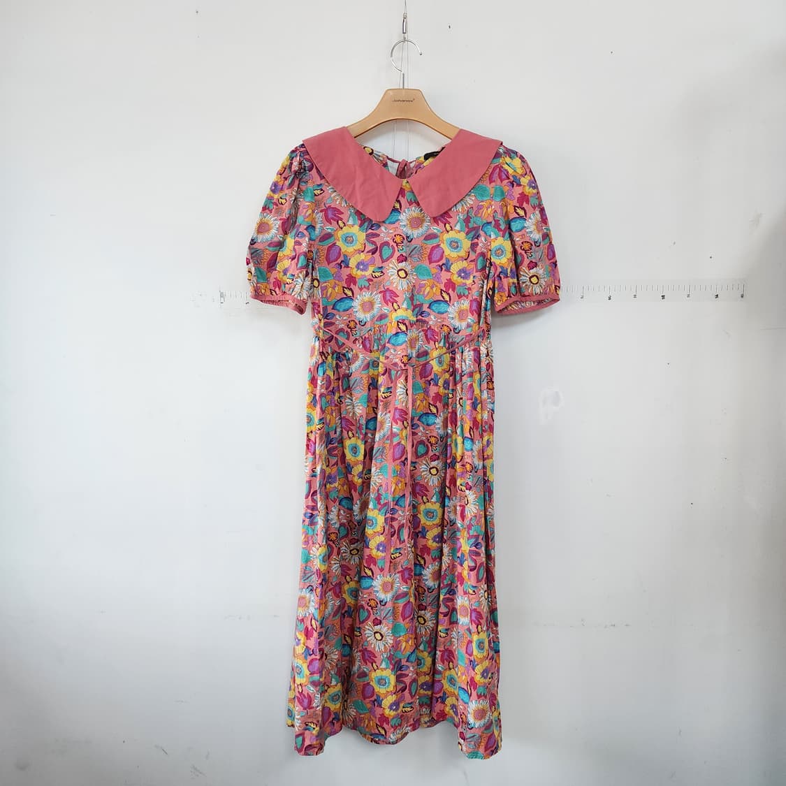 RS 스튜디오 플라워 패턴 핑크 빅카라 롱 원피스 상품이미지1