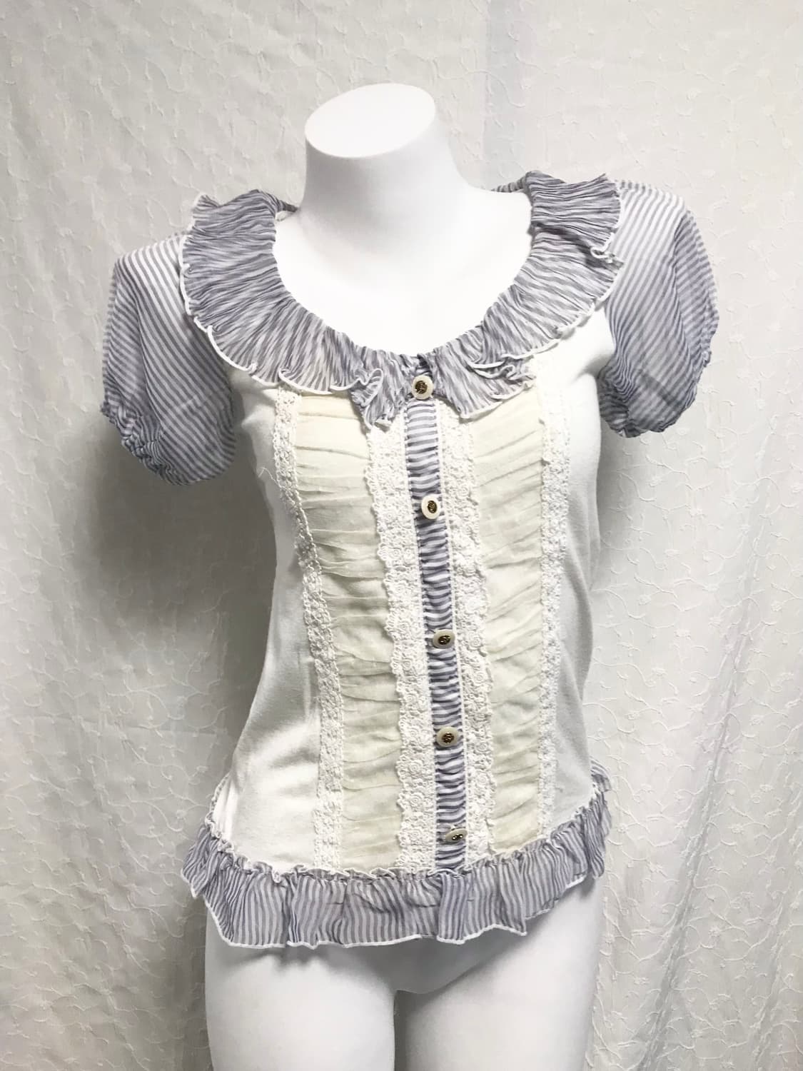 빈티지 lizlisa 리즈리사 갸루 프릴 레이스 반팔 블라우스 상품이미지1