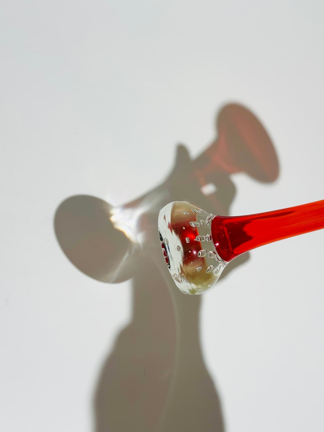 일본 빈티지 TGK Pine 아트글라스 레드 본 화병 상품이미지4