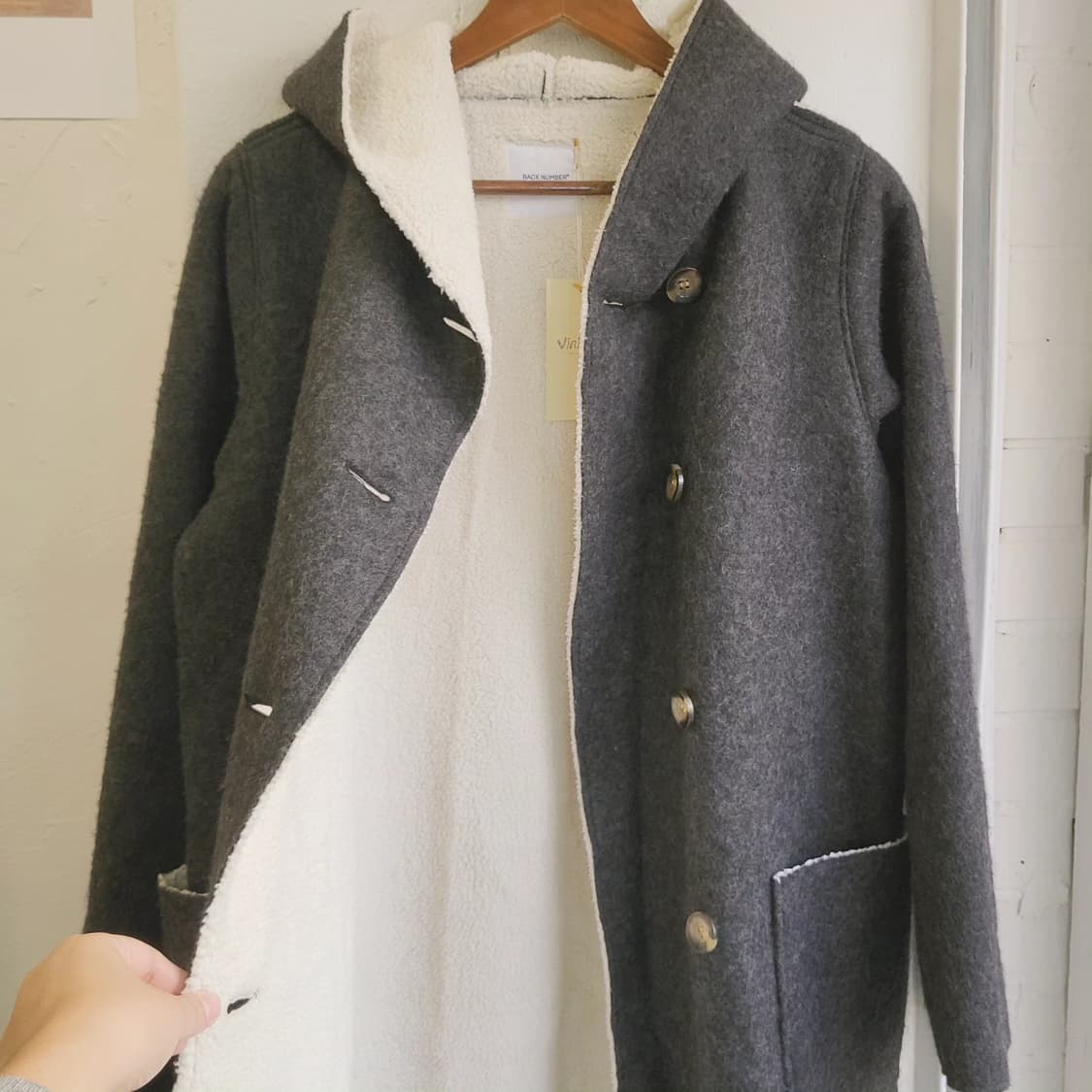 Back number 차콜 무스탕 코트 상품이미지6