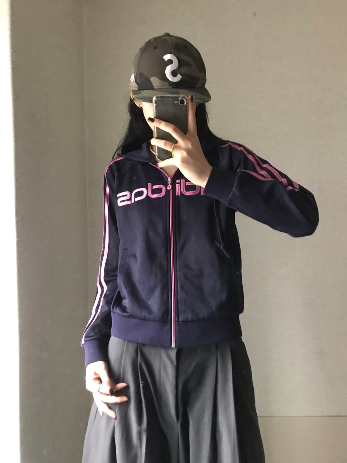 아디다스 네이비핑크 빅로고 후드 져지 상품이미지1