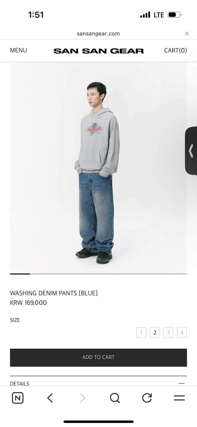 산산기어 워싱데님팬츠 3사이즈 구매 상품이미지1