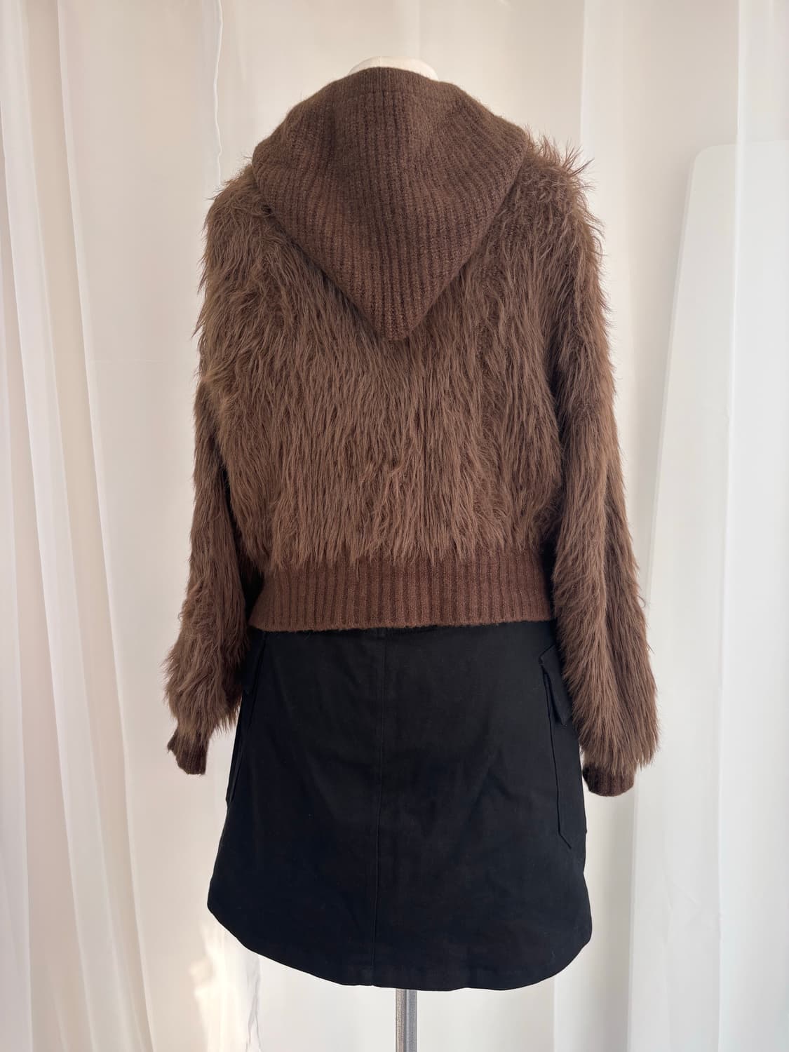 초코 헤어리 페이크 퍼 후디 가디건 상품이미지3