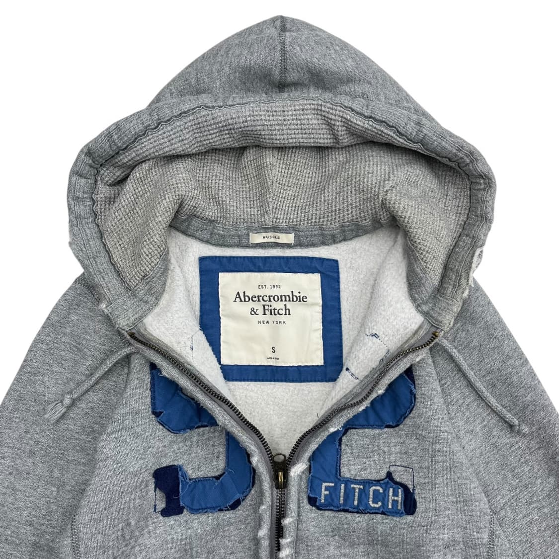 아베크롬비 센터로고 그레이 빈티지 후드집업 S 상품이미지5
