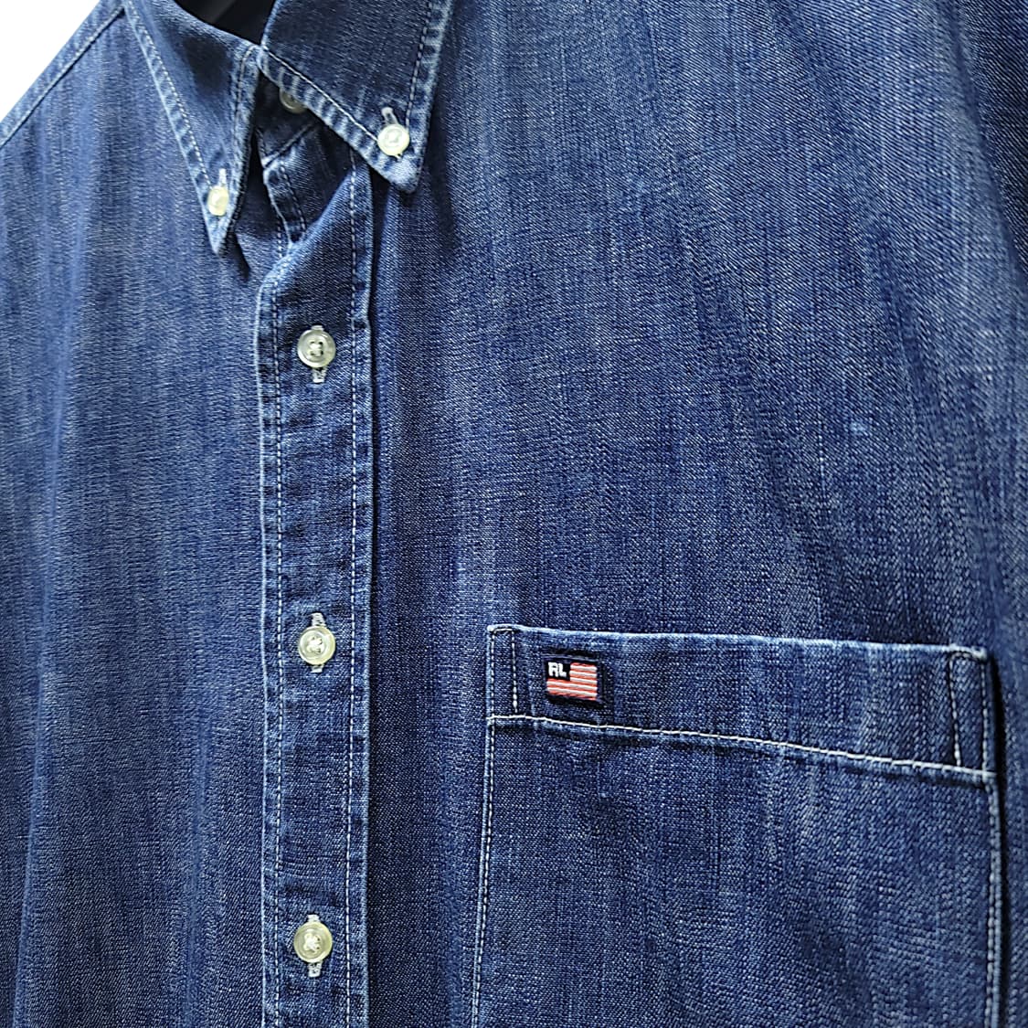 [95~100] 폴로 진스 컴퍼니 진청 성조기 데님 긴팔셔츠 상품이미지4
