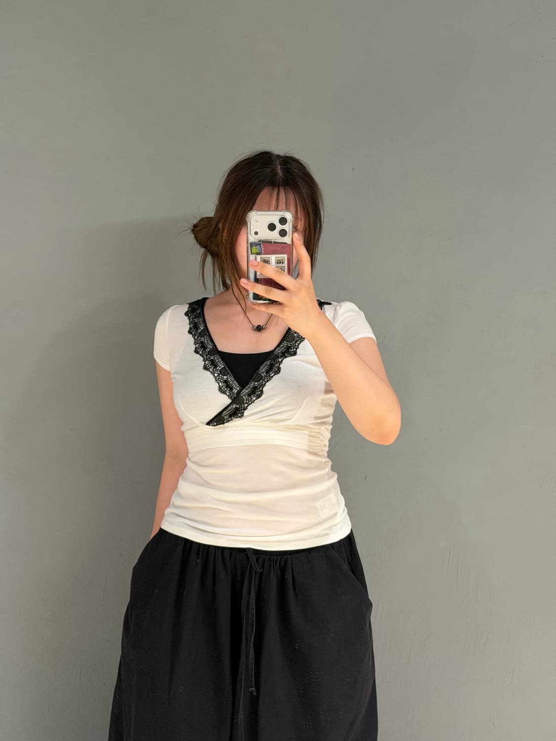 lace line detail wrap design top 상품이미지2