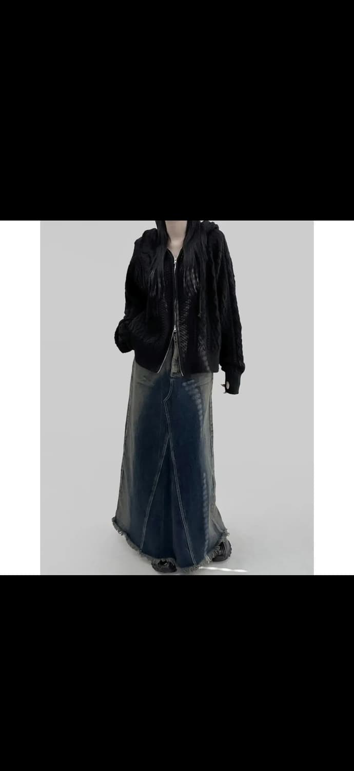 므넴 헨니 시와 데님 롱스커트 진청 s 상품이미지2