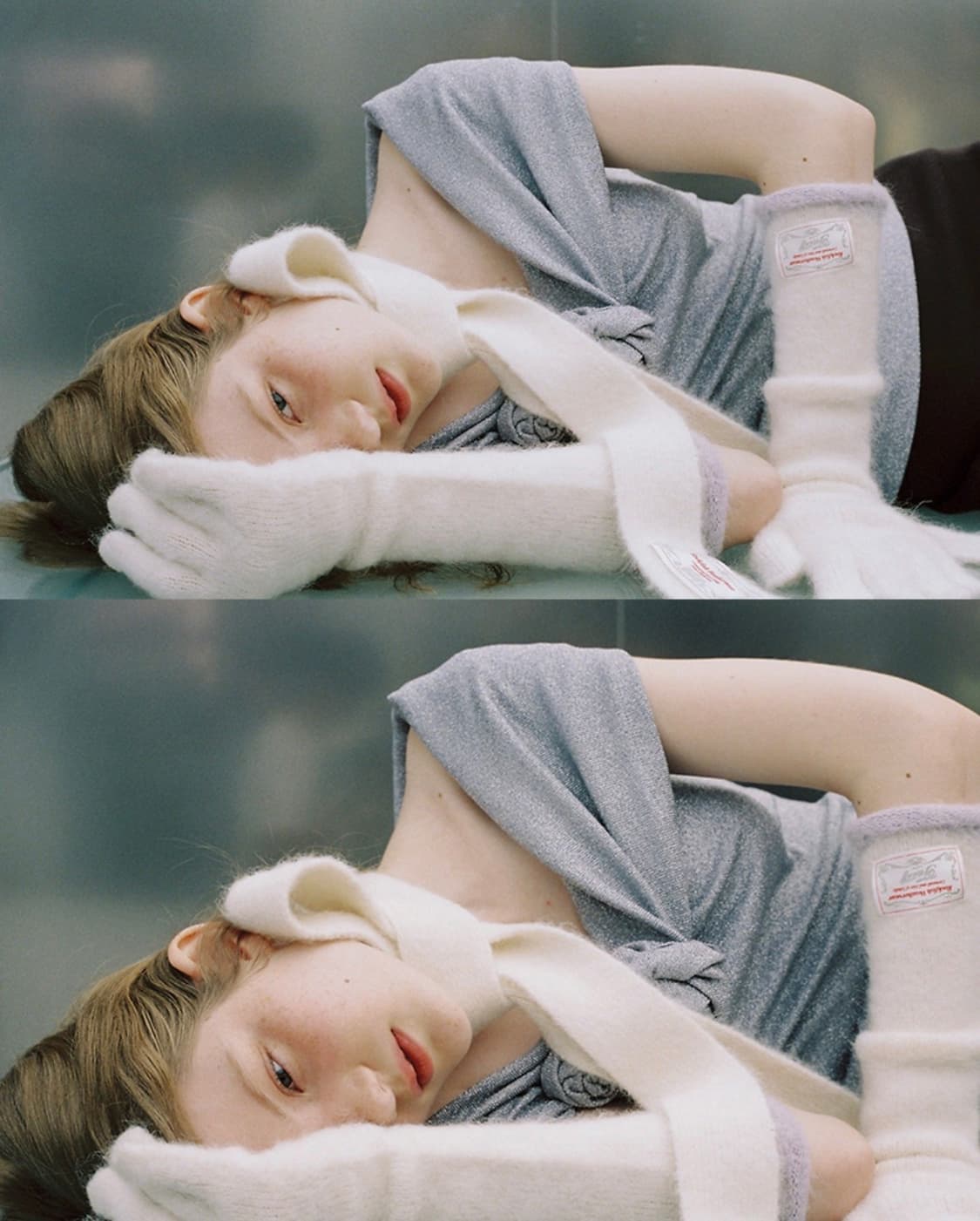 (새상품) 락피쉬웨더웨어 퍼지머플러/퍼지맥시롱글러브 화이트 상품이미지2