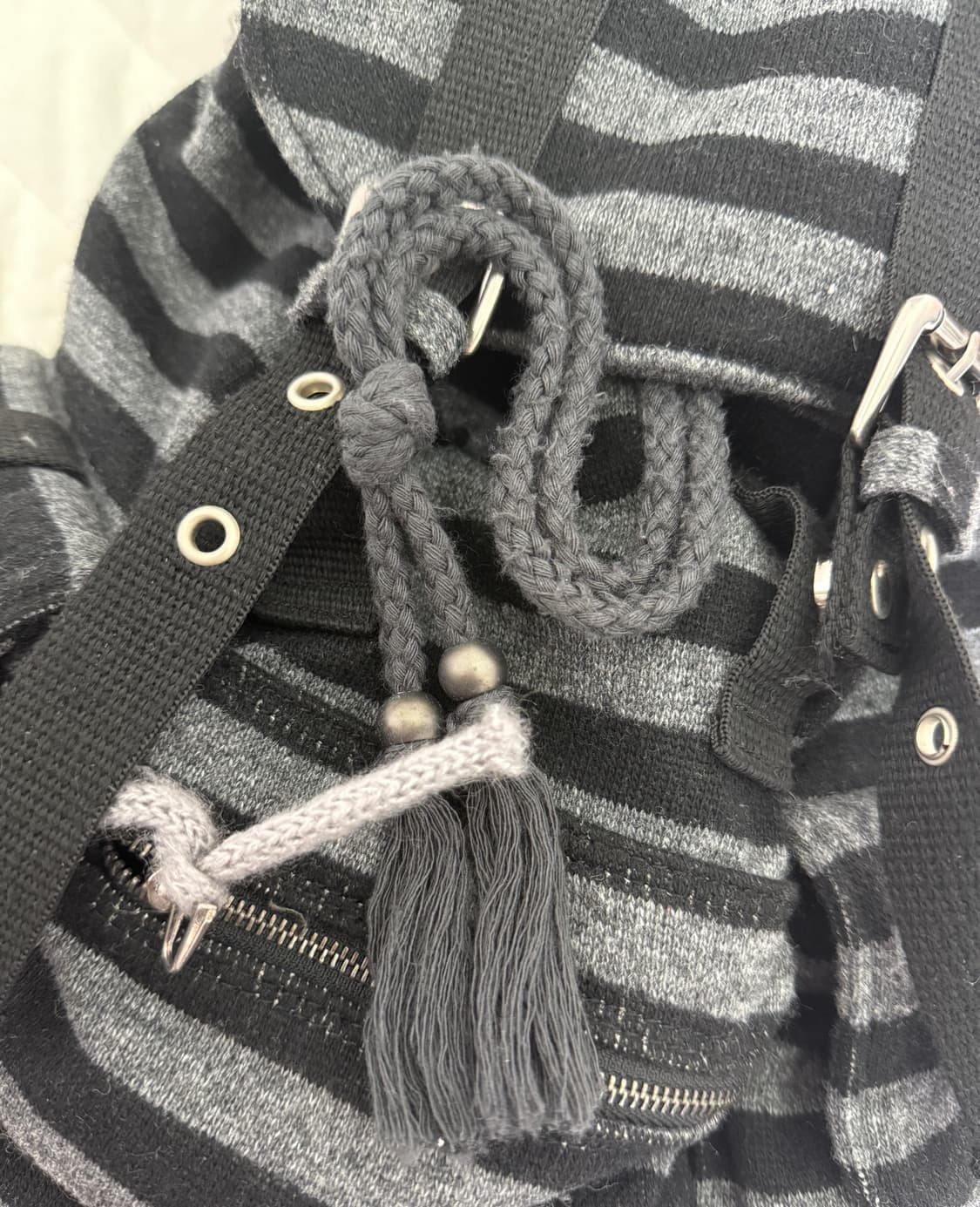 텐스댄스 Wool stripe backpack Black판매 상품이미지4