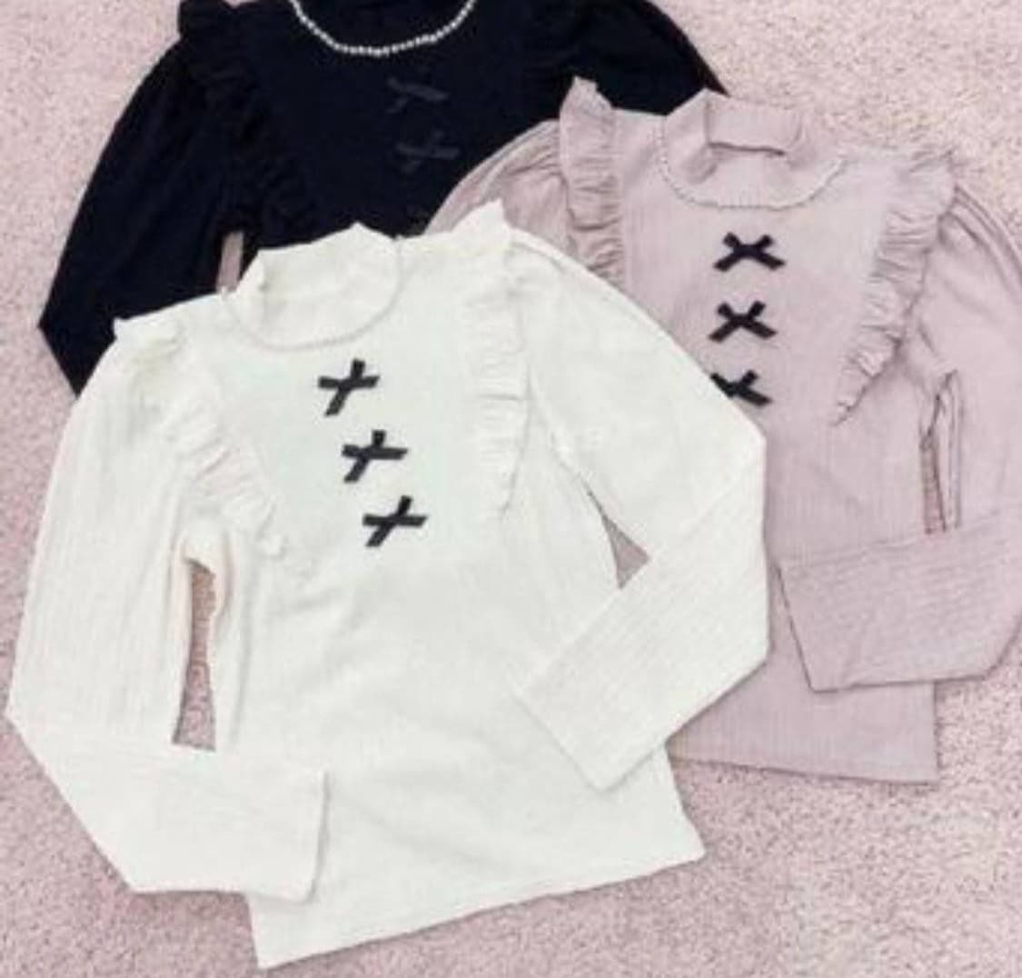 앙크루즈 3리본 니트 블라우스 양산형지뢰계 상품이미지1