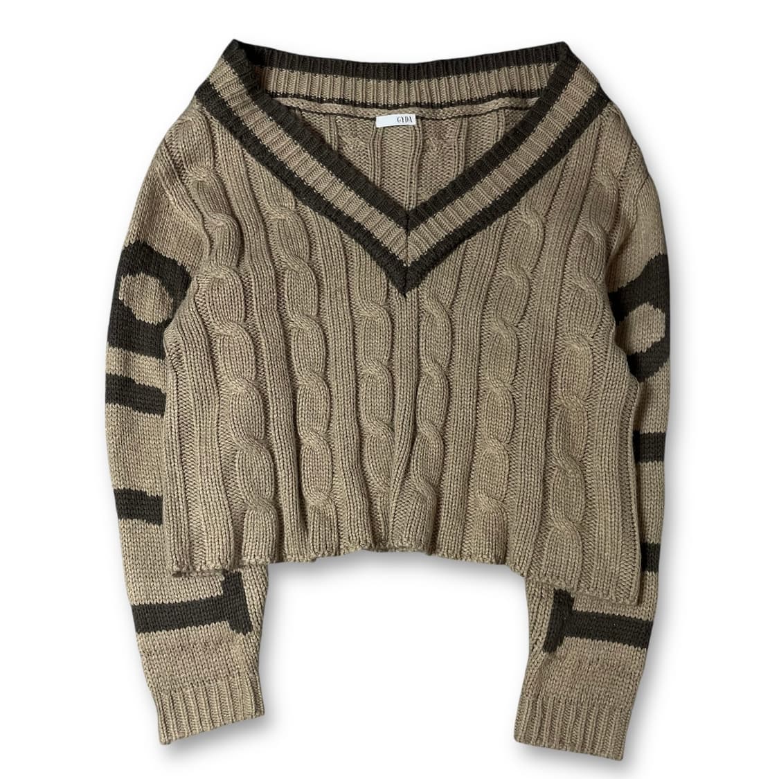 JPN 브라운 빅브이넥 꽈배기 긴팔 니트 F 상품이미지1