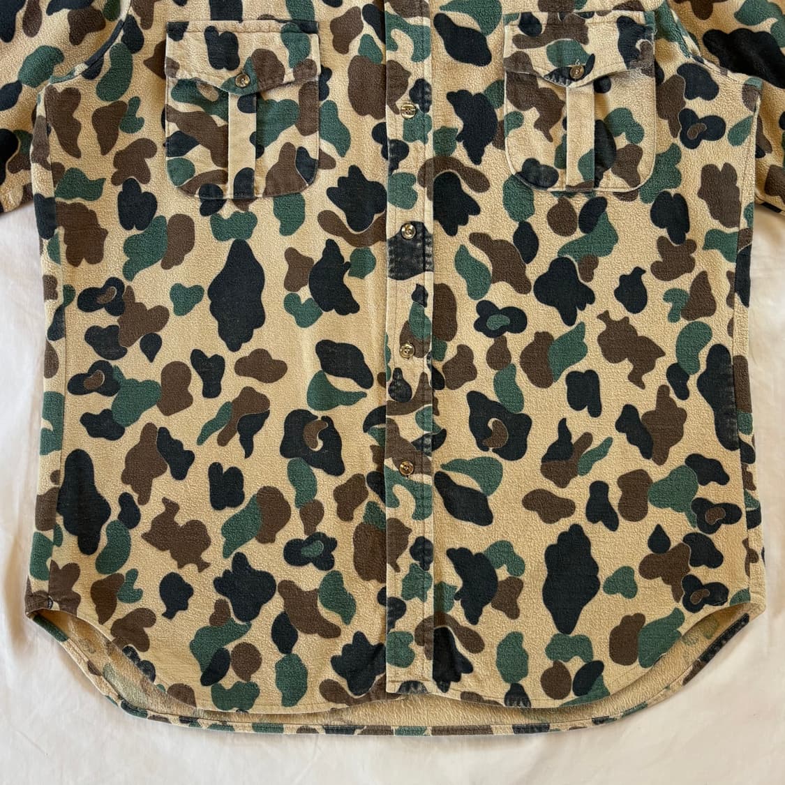 (105) 80s USA Eddie Bauer 덕 헌터 카모 샤모아 셔츠 상품이미지5