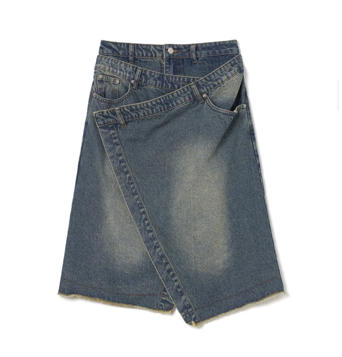 밀로 우먼 데님 미디 랩 스커트 s 상품이미지1