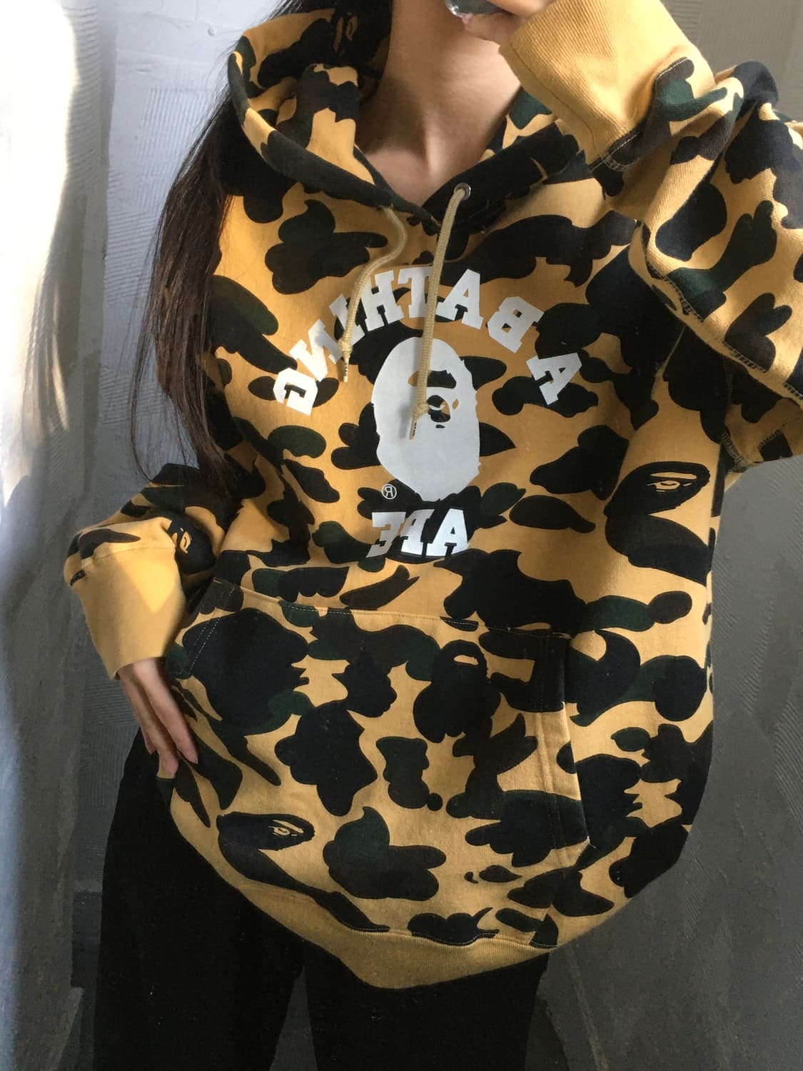 Bape 베이프 15SS 1ST 황계 카모 컬리지 후드티  상품이미지2
