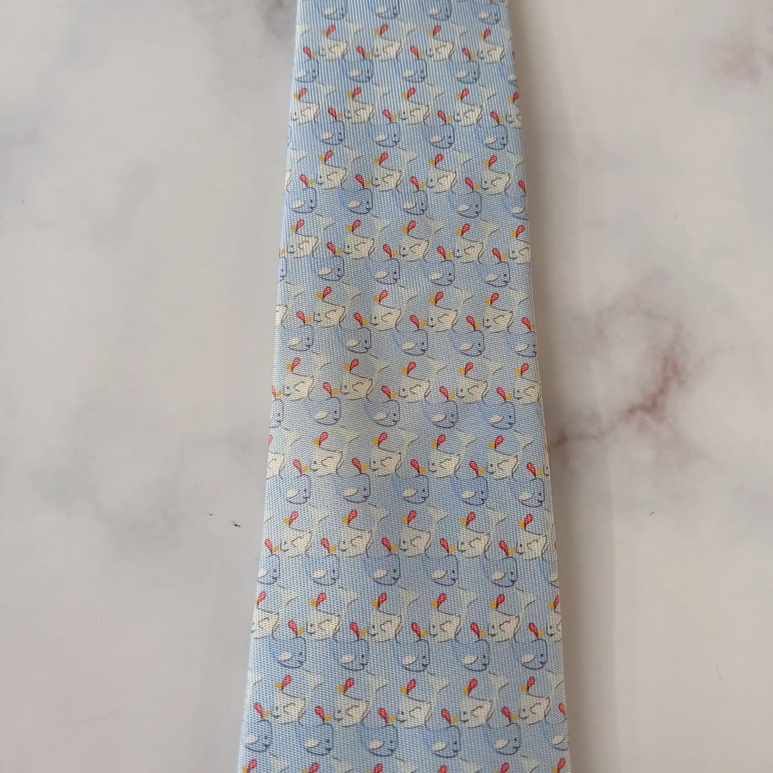 페라가모 실크 물고기 패턴 넥타이 9.3cm A등급 A19585
 상품이미지8