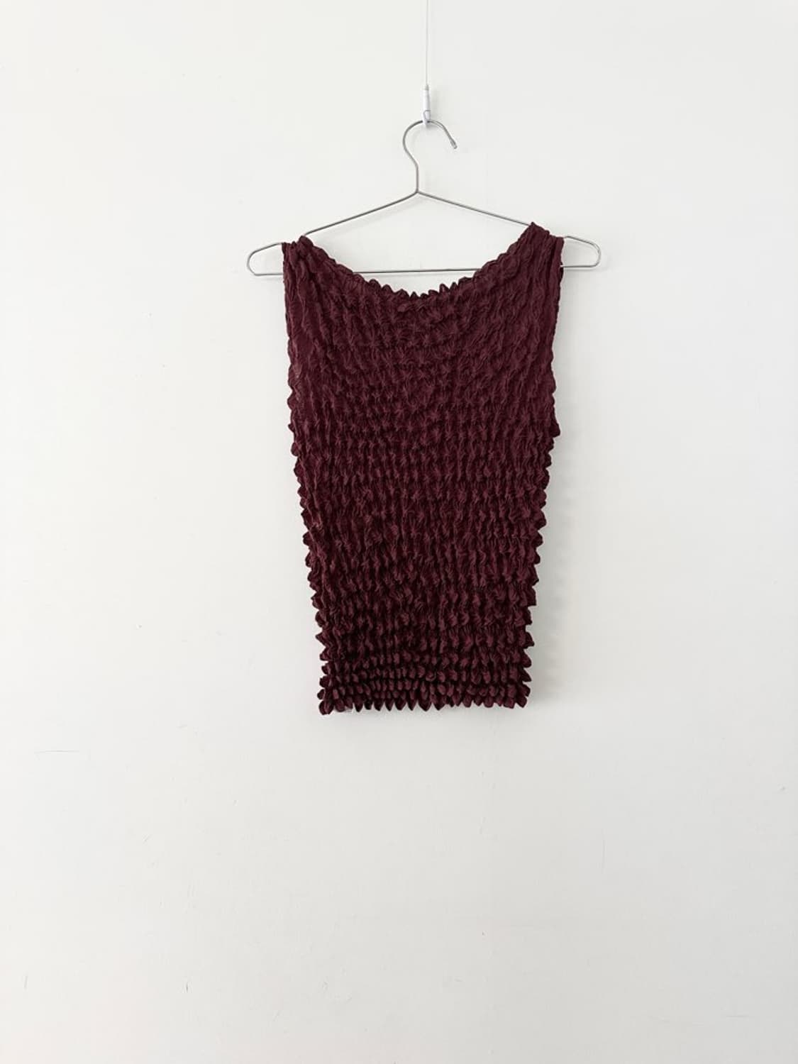 Popcorn pleats sleeveless / wine 상품이미지3