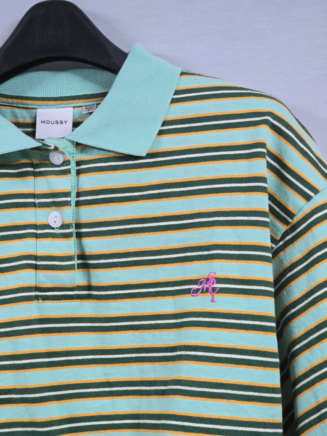 MOUSSY 마우지 스트라이프 크롭 카라티셔츠 상품이미지2