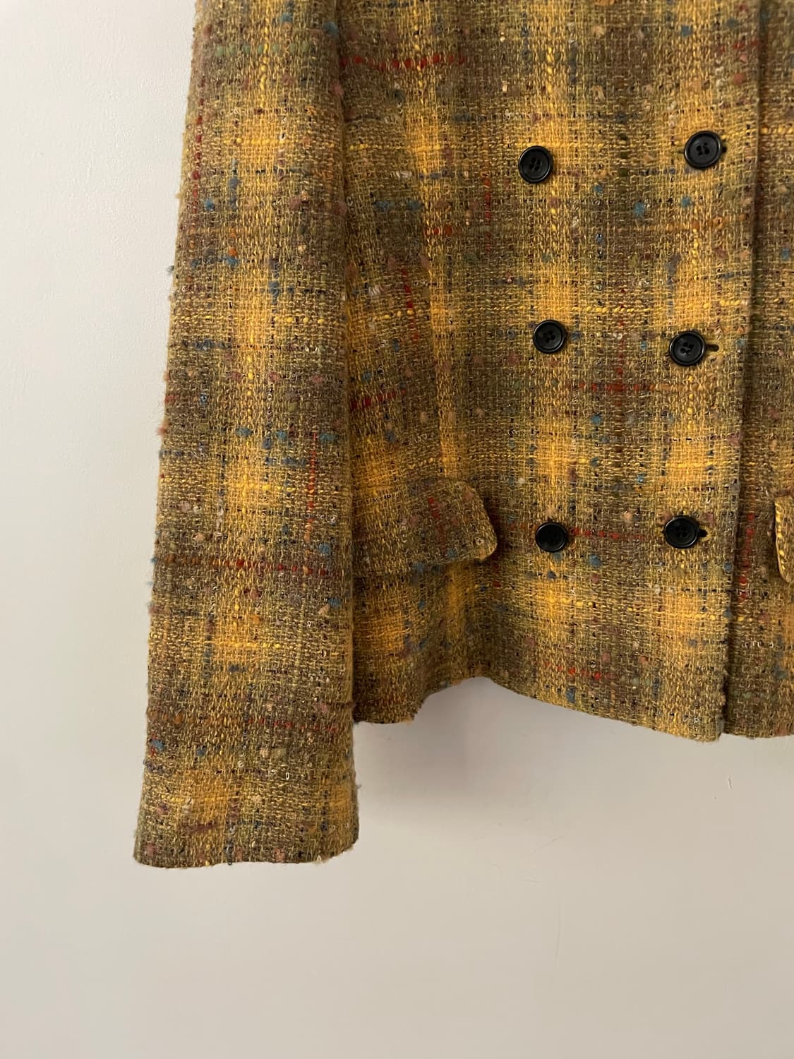 vintage yellow tweed double jacket 상품이미지5