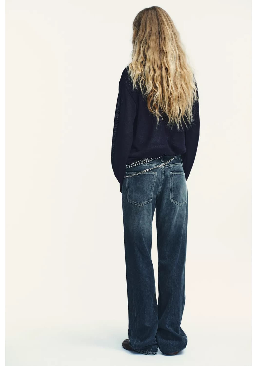 자라 로우라이즈 와이드레그 진 진청 데님 청바지 상품이미지2