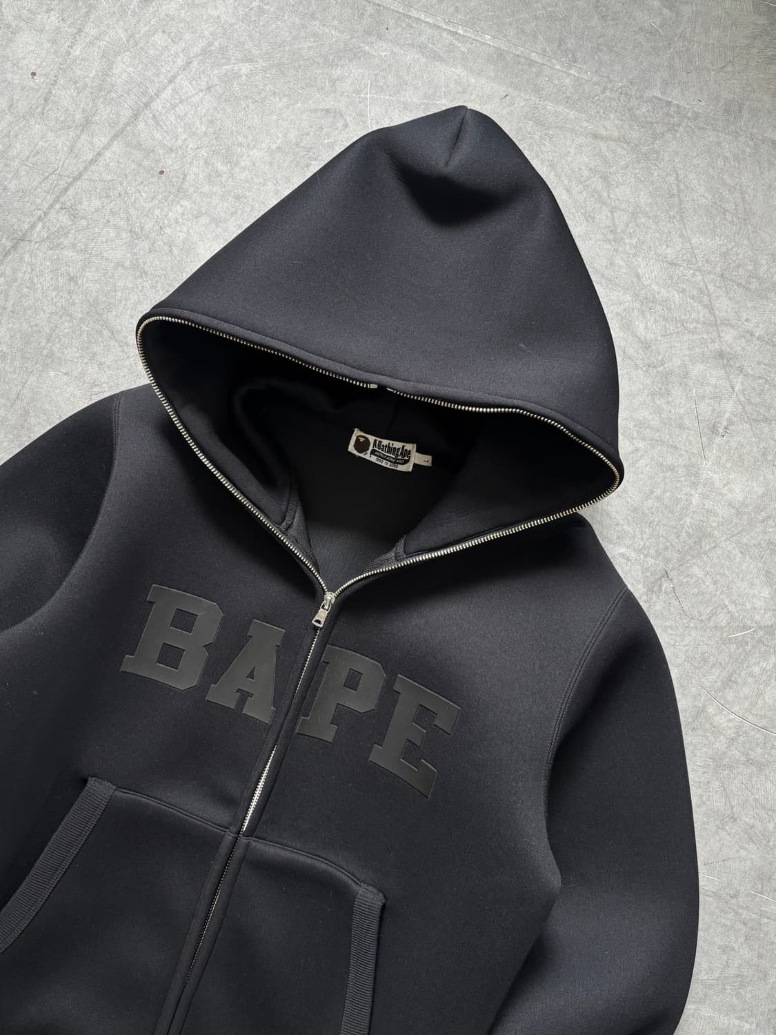 Bape 베이프 블랙 네오프렌 풀 집업 후드 집업 상품이미지2