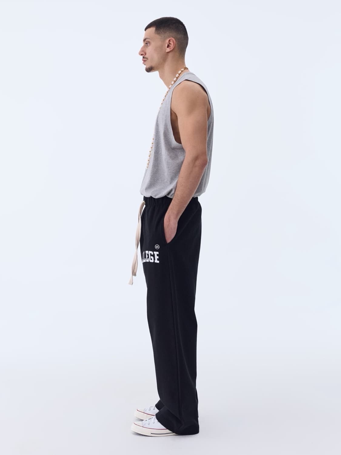 (S) 렉토 LLEGE 로고 트레이닝 스웨트 스웻 팬츠 블랙 상품이미지4