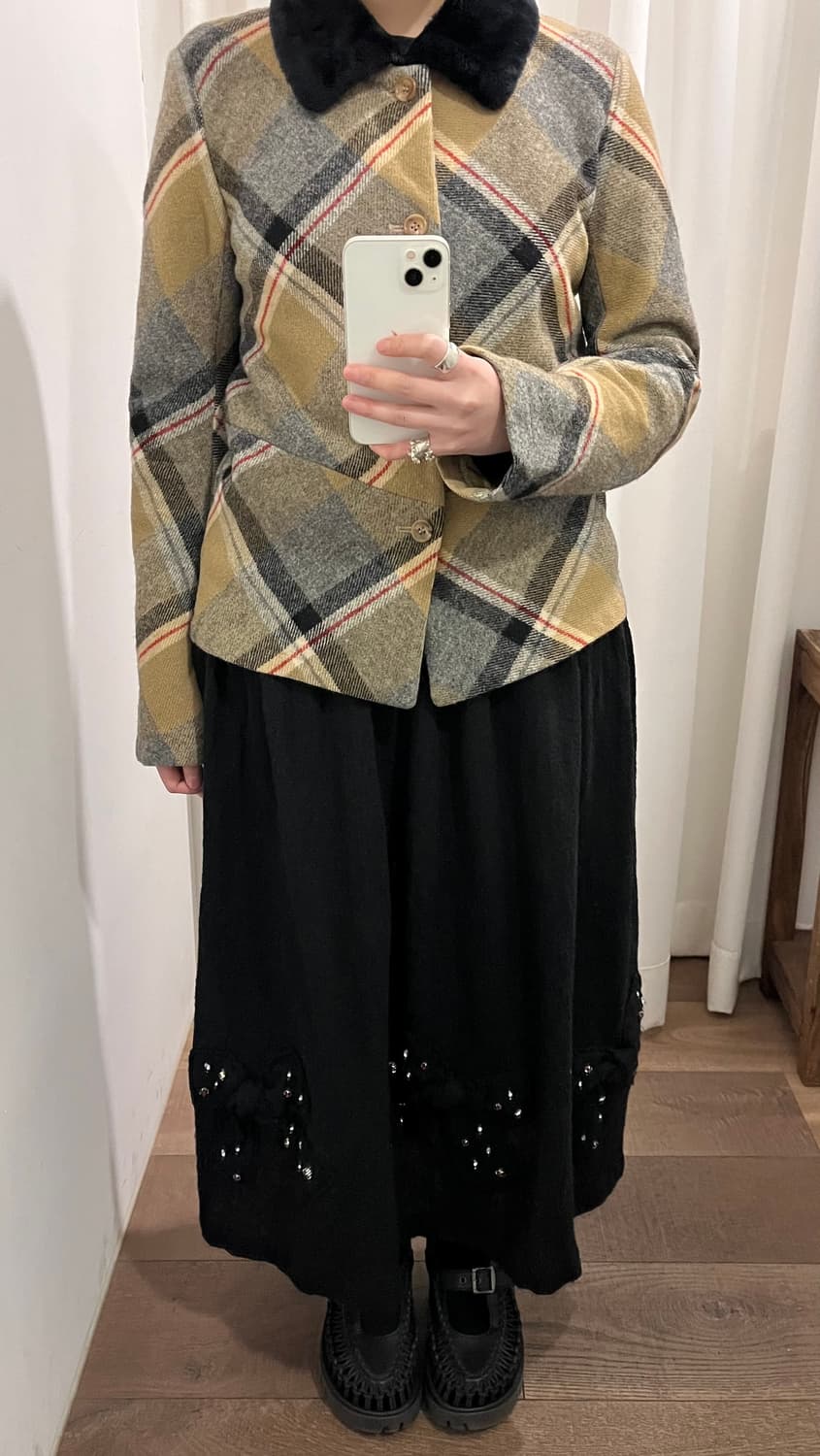 90's Check Fur Jacket 상품이미지10