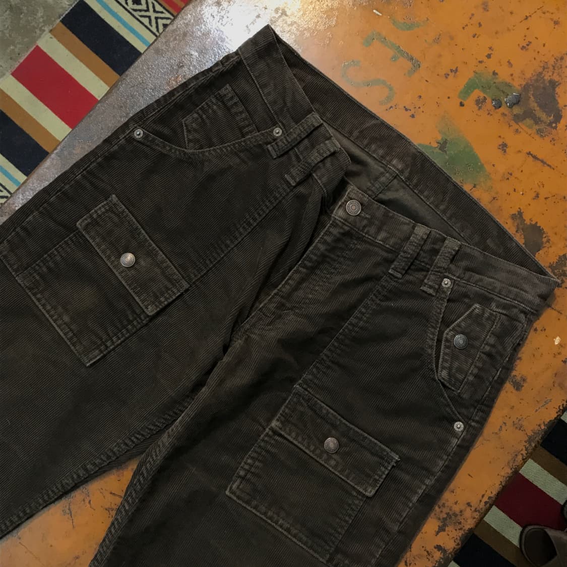 일본 리바이스 브라운 코듀로이 퍼티그 포켓 팬츠 허리 35 36 상품이미지4