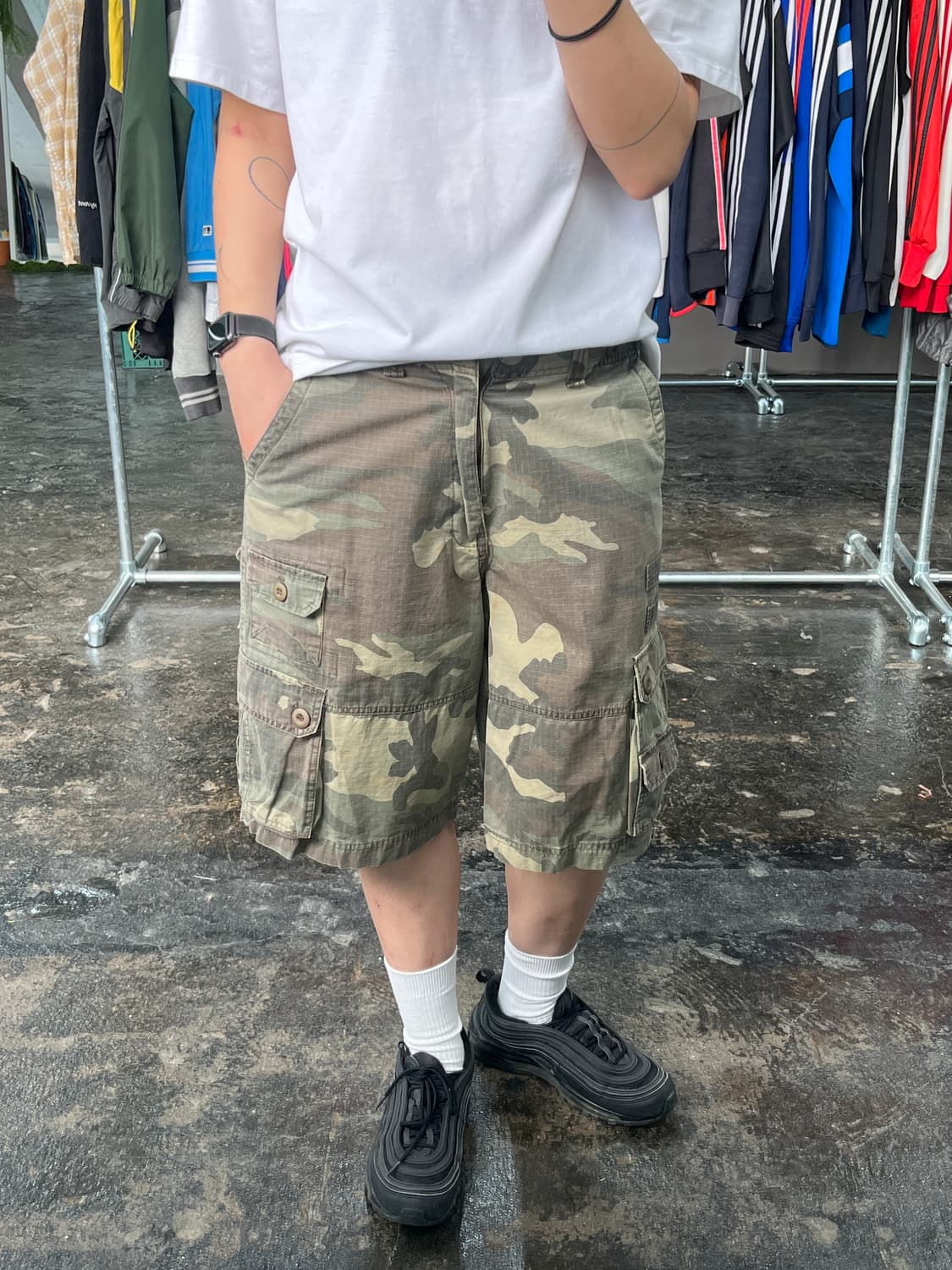 빈티지 카모플라주 카고 하프 팬츠 상품이미지2