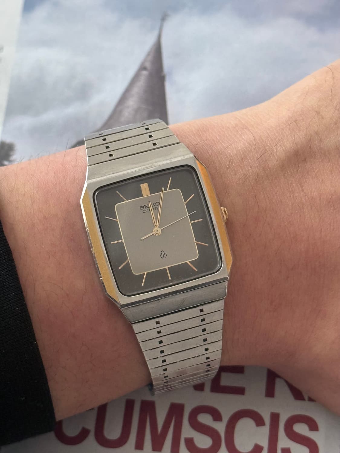 세이코 Seiko 쿼츠 스퀘어 투톤 다이얼 상품이미지5