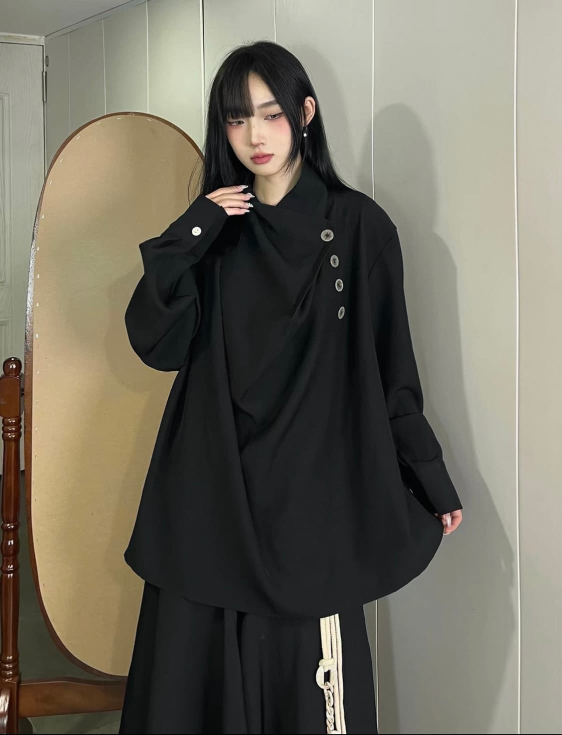 켄스튜디오 비정형 셔츠 블랙 상품이미지2